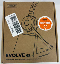 Jabra Evolve 65 TE Wireless Dual-Ear Headphones w/Charging Stand Read descrip