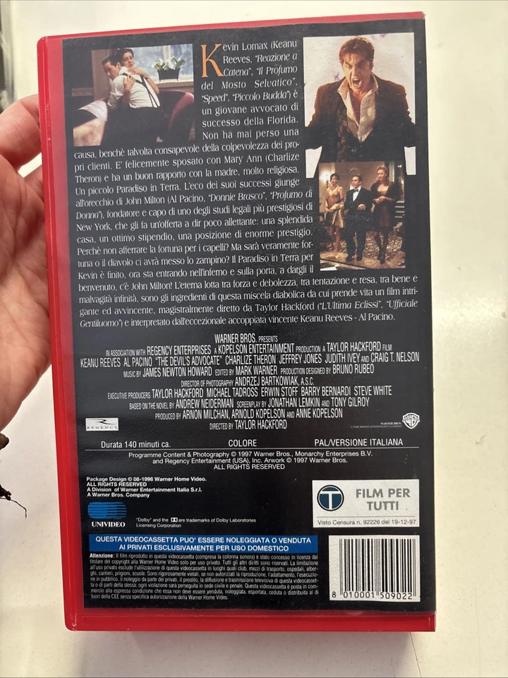 L’AVVOCATO DEL DIAVOLO ( Vhs)  1997 - Immagine 2 di 3