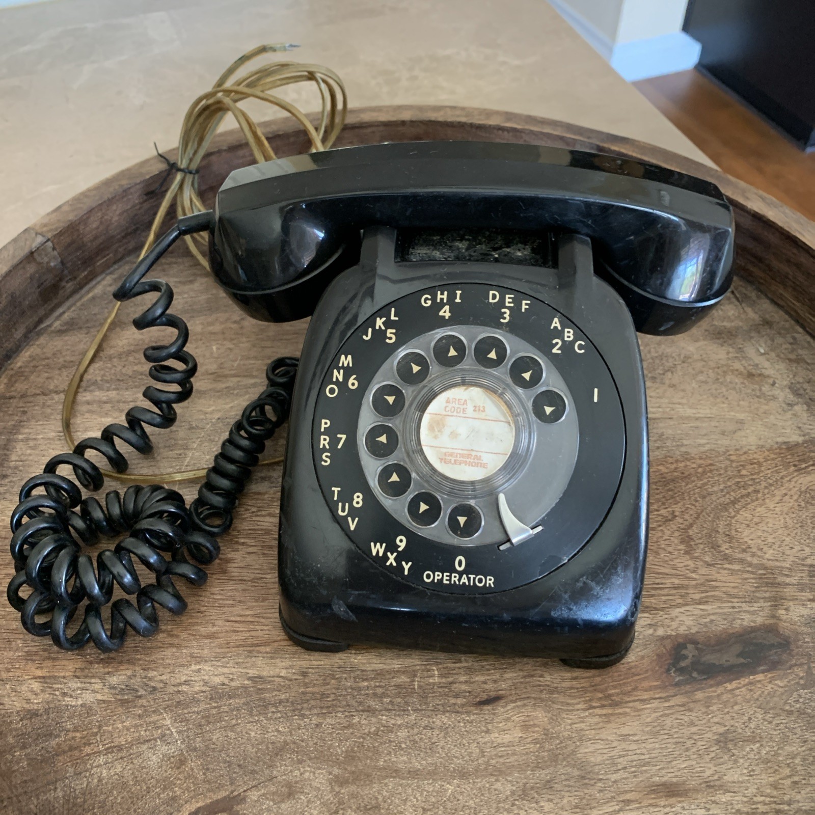 Vintage Automatic Electric Black Rotary Dial Phone Los Angeles Area Code Sticker