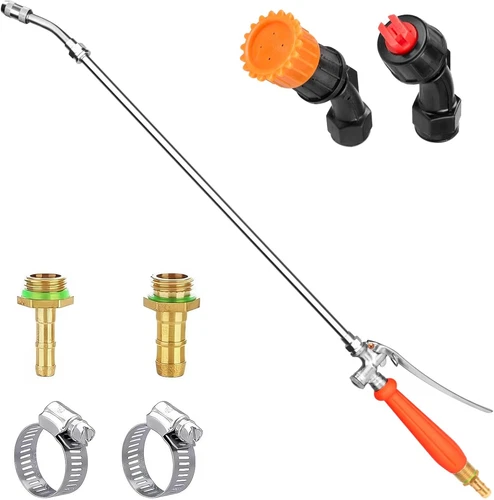 All Metal Sprayer Wand with 3 Types of Nozzles - Fan, Stainless Steel, 1/4" & 3/ - Picture 1 of 7