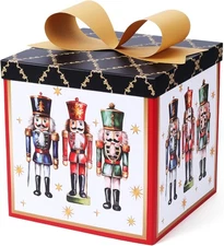 LaRibbons Large Christmas Gift Boxes with 1 Count (Pack of 1), Nutcracker 