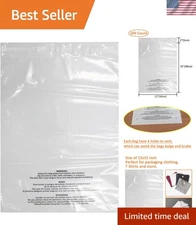 Self-Seal Clear Poly Bags with Warning, 200 Count, 12x15 Inch for Safe Shipping