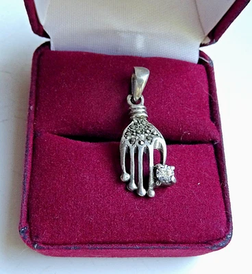 Anhänger 925 Silber Hand Markasiten Solitär Optik Designerstück Rarität 1980er - Bild 1 von 4