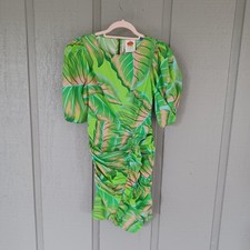 Farm Rio Anthropologie Leaf Print Mini Dress Size XXS Women Puff Sleeve Cotton