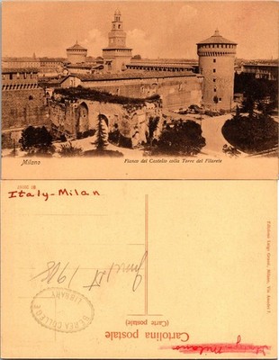 Vintage Milano Castello Torre del Filarete Postcard Sepia Italy Early 1900s