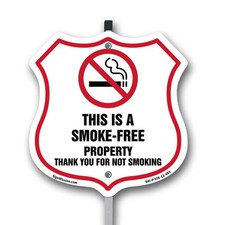 No Smoking Shield Sign This Is A Smoke Free Property Tha Shield Sign With Stake