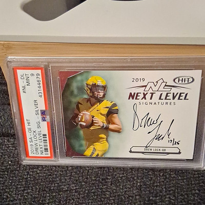 SAGE 2019 HIT Drew Lock Next Level Signatures Silver Auto #NL-DL 17/25 PSA 9