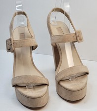 Cottagecore 7.5M Open Toe Beige Platform 5" Block Heel Formal Party Wedding Shoe