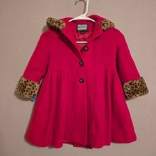 Girls 4T Rothschild Swing Style Wool Dress Coat Pea Coat Faux Fur 67 