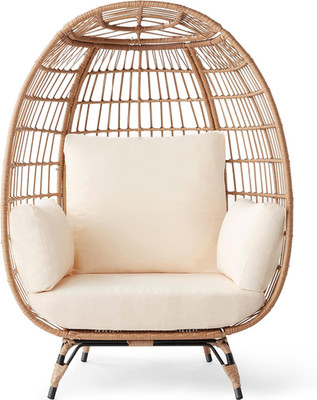 Wicker Egg Chair, Oversized Indoor Outdoor Lounger for Patio, Backyard, Living R