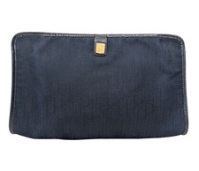 Dior Trotter Clutch Bag Pouch Purse Canvas Navy