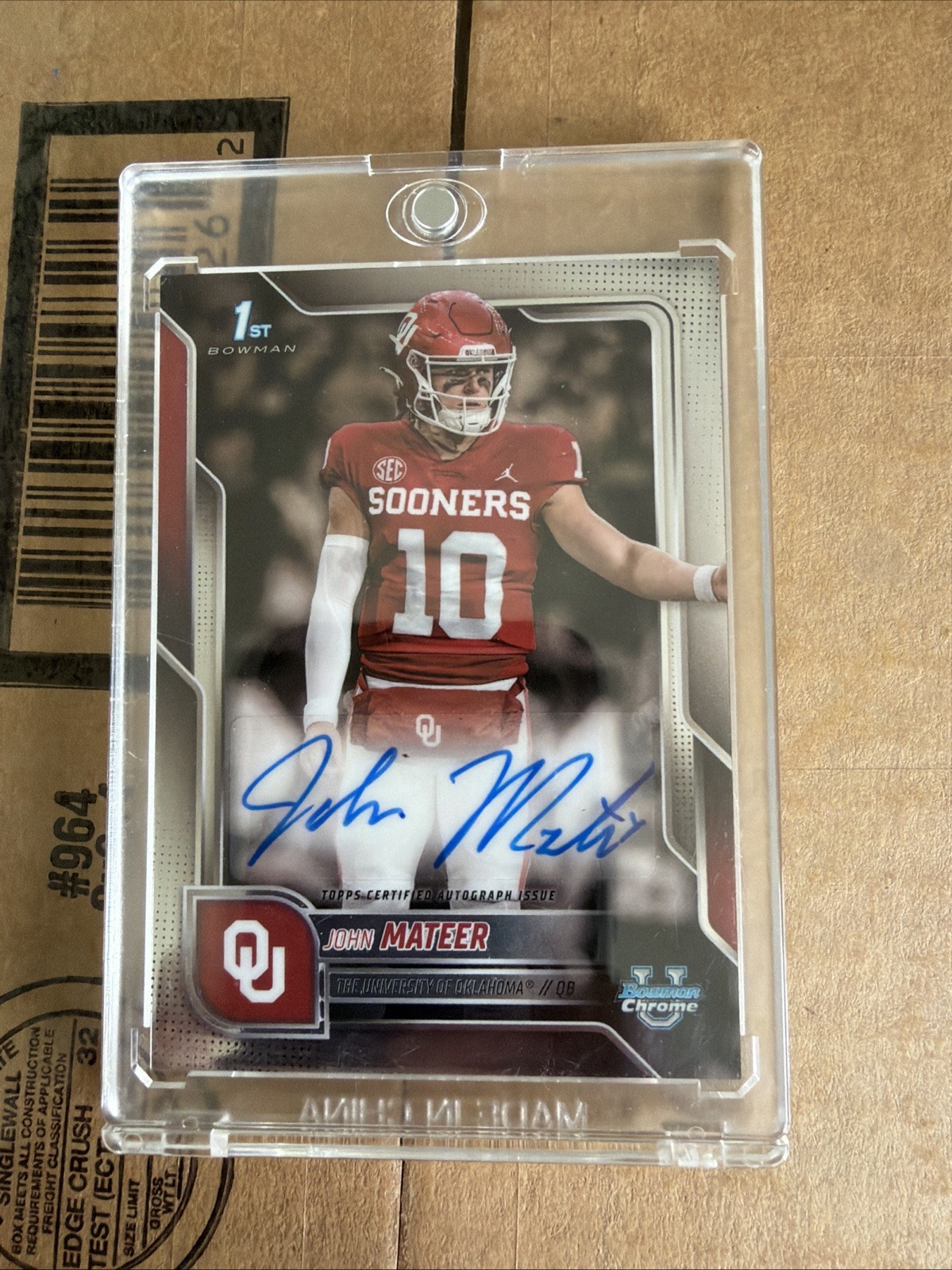 2025 Bowman University Chrome John Mateer Autograph BCA-JM Oklahoma Sooners