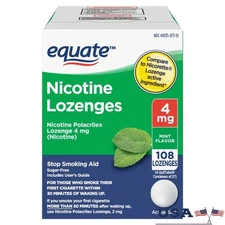 Nicotine Polacrilex Lozenges 4mg Mint Sugar Free Smoking Cessation Aid 108 Count