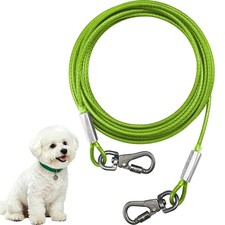 Dog Tie Out Cable - Chew Proof Steel Wire Lead - 360  Tangle Free Outdoor L