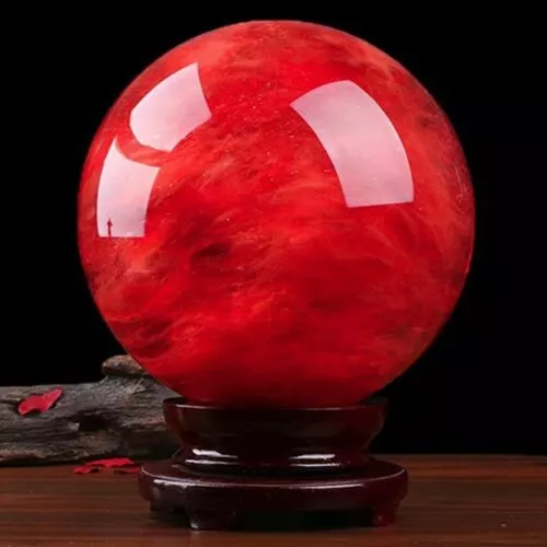 Sfera sfera cristallo quarzo calcite citrino rosso raro 100 mm pietra preziosa curativa + supporto - Foto 8 di 11