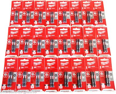 48 MILWAUKEE SHOCKWAVE 2'' IMPACT T30 TORX STAR MAGNETIC SCREW BITS 48-32-4914