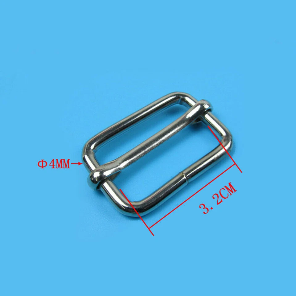 Metal Sliding Bar Strap Adjuster Buckles Slider 20 25 32 38 50mm Tri Glides Pin - Image 4 of 4
