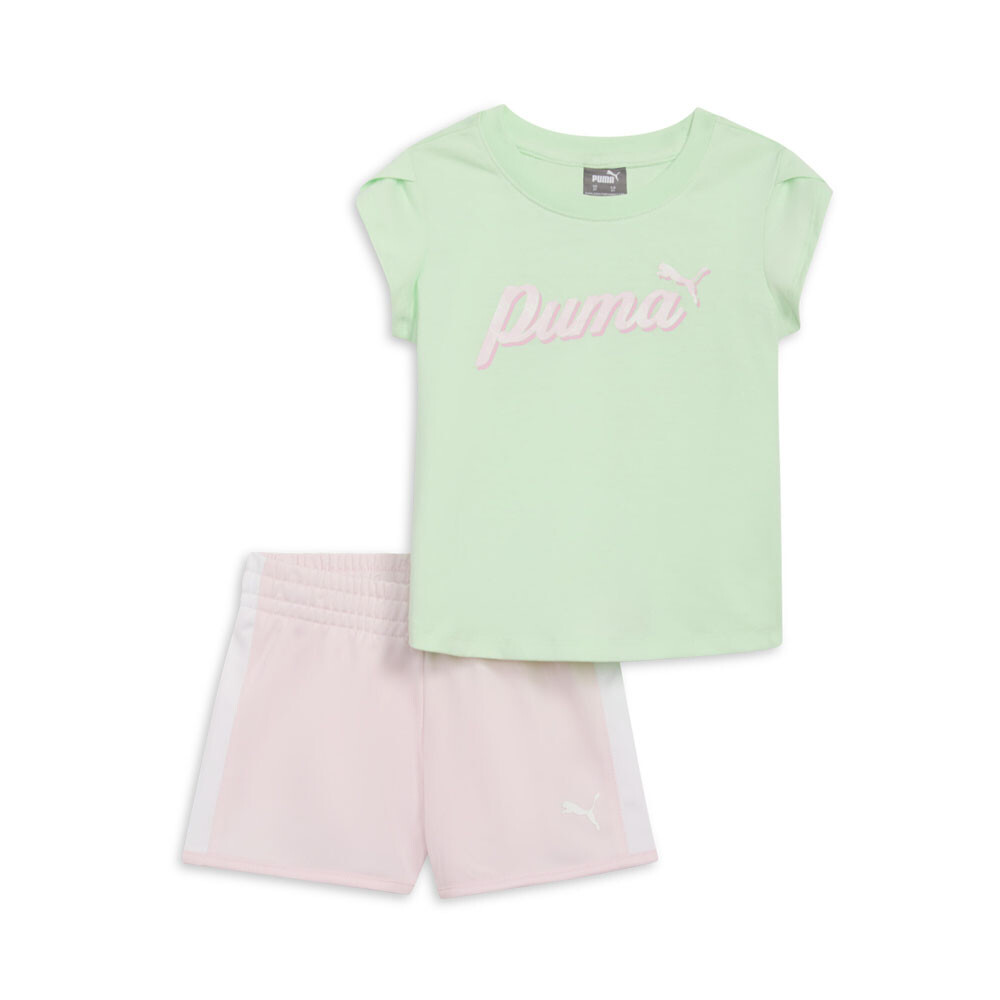 Комплект из 2 предметов Puma, футболка с круглым вырезом и коротким рукавом, шорты для маленьких девочек, размер от 3 лет, Casu