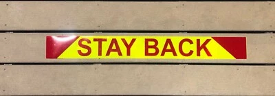 "STAY BACK" Reflective Chevron Word Panel 4"x36" Lime & Red Oralite V98 Decal