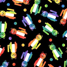 Feline Drive Fabric PAWSITIVITY Tossed Cats Black Sold by the Yard