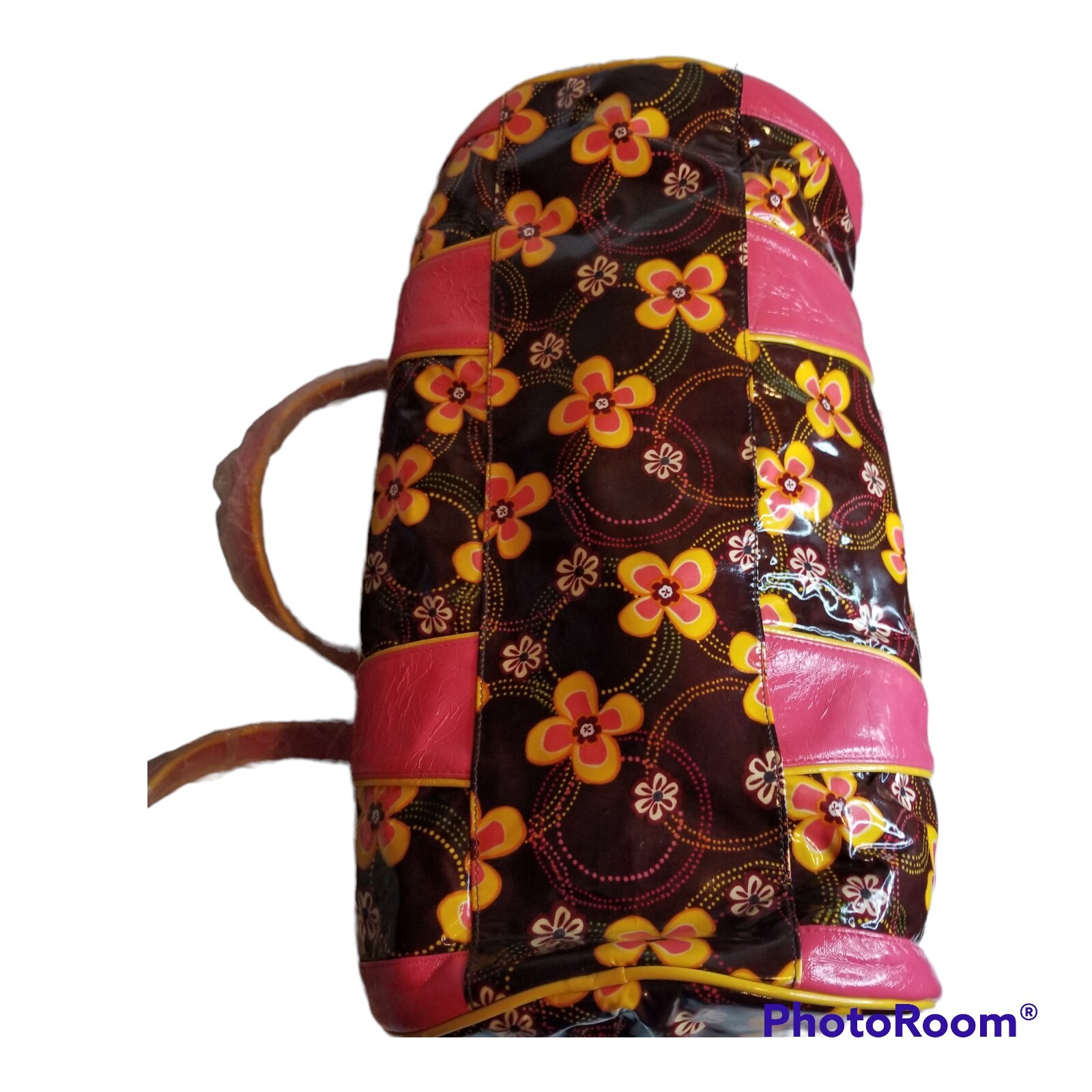 Vera Bradley Buttercup Vinyl Honor Roll Frill Duffel Bag w/Flower