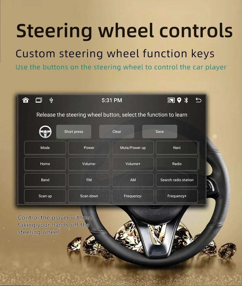 Autoradio Per  Golf 5 6  Polo Passat B6 B7 CC Skoda Jetta 1G+32GB CarPlay +Retro - Immagine 4 di 4