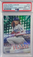 DUSTIN MAY 2020 TOPPS CHROME FRESHMAN FLASH GREEN REFRACTOR /99 PSA 10 POP 1/1