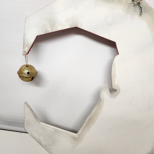 Santa Claus Head Christmas Sign Wall Decor Wooden 24" Size Large Bell on Hat - Picture 11 of 13