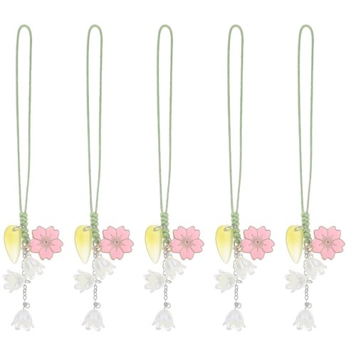 5 Pieces Kreativer Blütenschlüsselkette Telefon Charme Lanyard Blumenanhänger - Zdjęcie 2 z 12