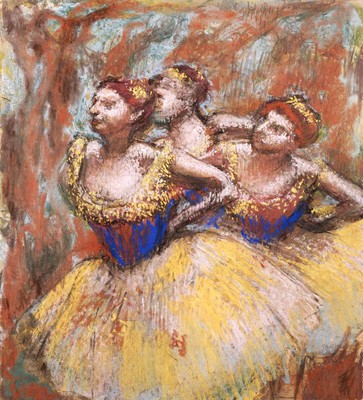 Edgar Degas ''Three Dancers'' french portrait impressionist Brown Artwork Quality