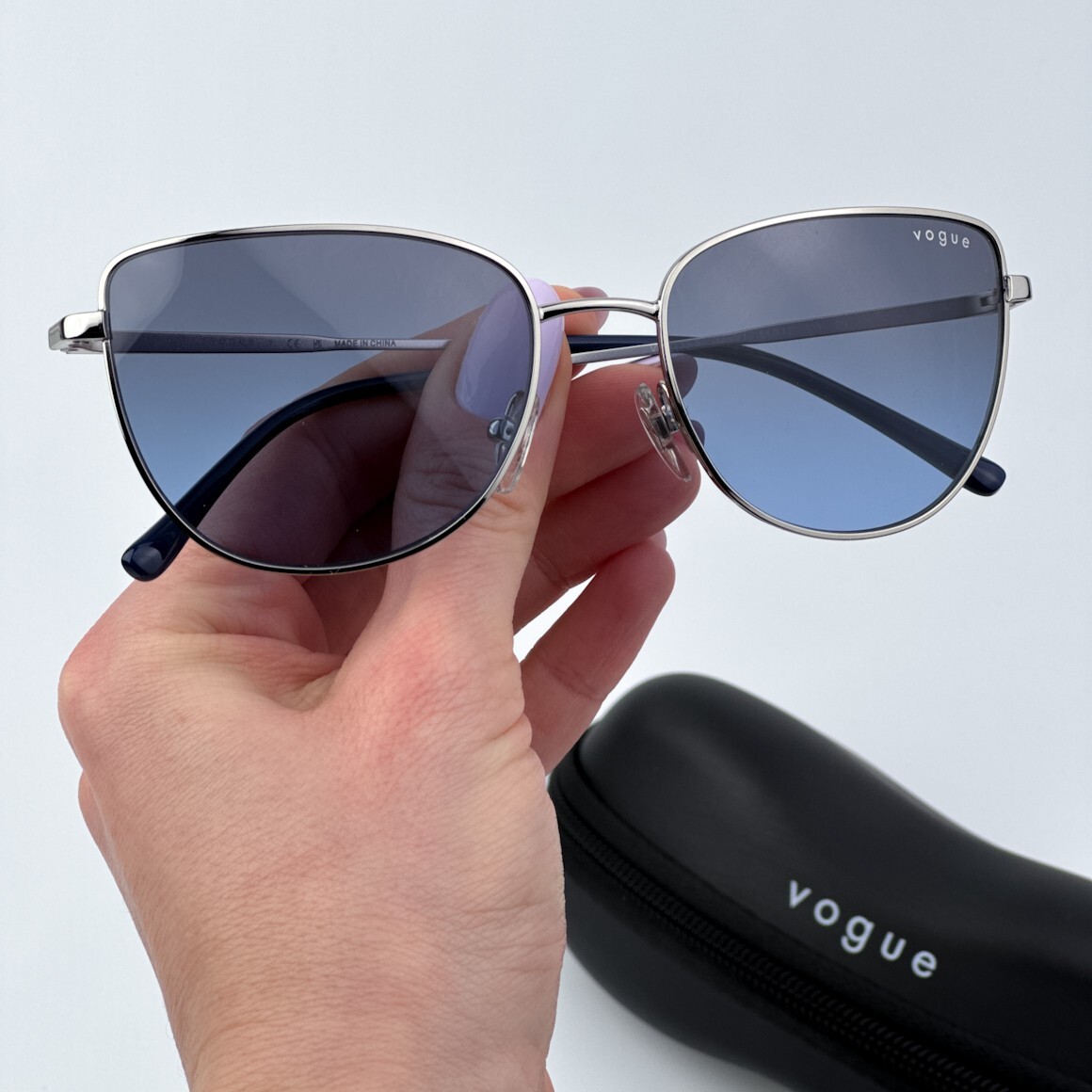 Vogue Women Sunglasses Silver Blue Grey Gradient Butterfly VO4233S 323/V154 NEW vogue-sunglasses-vo4233s-323-  main image 4
