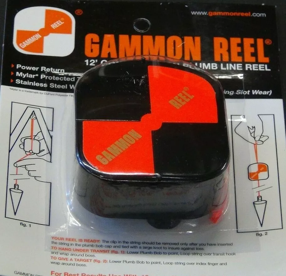 Gammon Reel (012B) 12-ft Red Cord with Hi-Vis Target for Construction