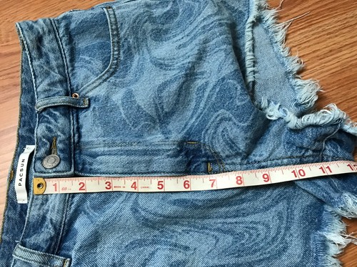 Pacsun Jean Denim Shorts Womens 28 High Rise Festival Printed Cut Off Blue - Picture 6 of 8