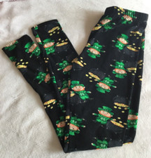 No Boundaries Leperchaun St. Patrick's Day Shamrock Black Ankle Leggings S 3-5