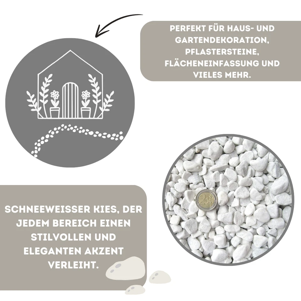 Dekosteine | Weiß | 18-25mm | Marmorkies | Natursteine zur Dekoration | Zierkies - Bild 3 von 4