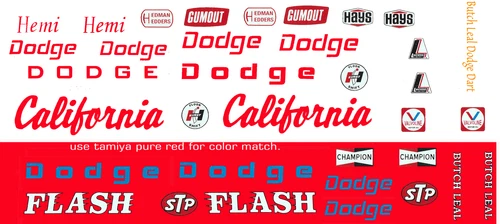 Butch Leal California Flash '68 Hemi Dart 1/25TH- 1/24th Scale Waterslide  Decal - Picture 1 of 2