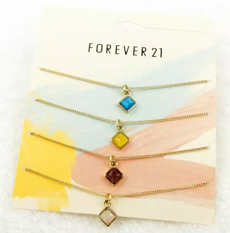 4pc set FOREVER 21 Necklace Necklaces Gemstone Pendants Quality Item Gift BNWT