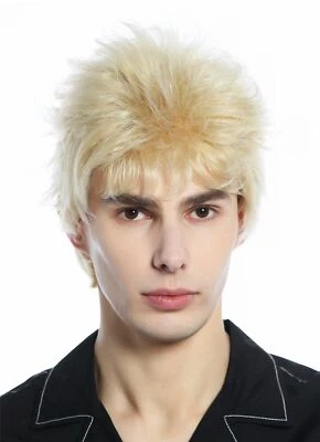 Perücke Herren Damen kurz wild retro 80er toupiert wie ungekämmt Blond Mix wig