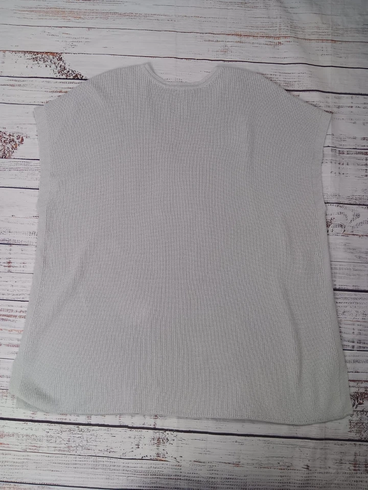 Poncho Suéter Jill Whatever Collection para Mujer 2X Gris Mezcla de Algodón Sin Mangas Foto 3 de 4