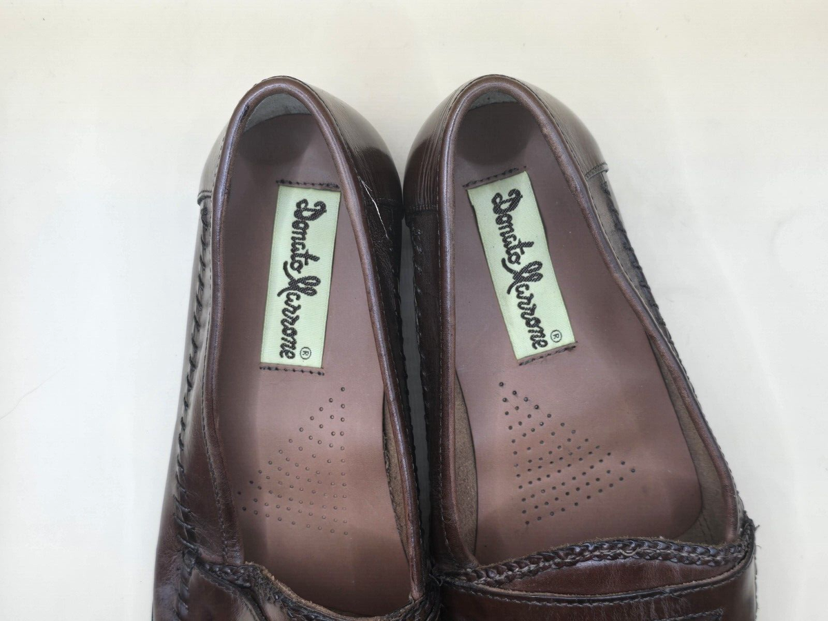 DONATO MARRONE MEN\'S CLASSIC BROWN LEATHER LOAFERS SIZE 9 SLIP-ON DRESS SHOES Donato Marrone men main image 4