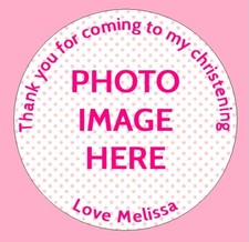 24 Personalised Christening Birthday Party Bag Picture Photo Stickers Labels x