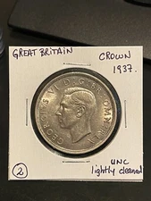 GREAT BRITAIN 1 Crown 1937, Silver, KGVI, Lustrous UNC (light cleaning) 2 RA1