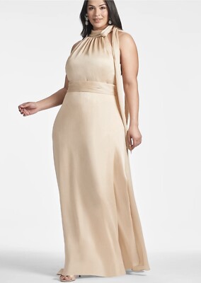 Sachin & Babi Kayla Maxi Gown in Champagne Classy Formal Party Women's 18W NWOT