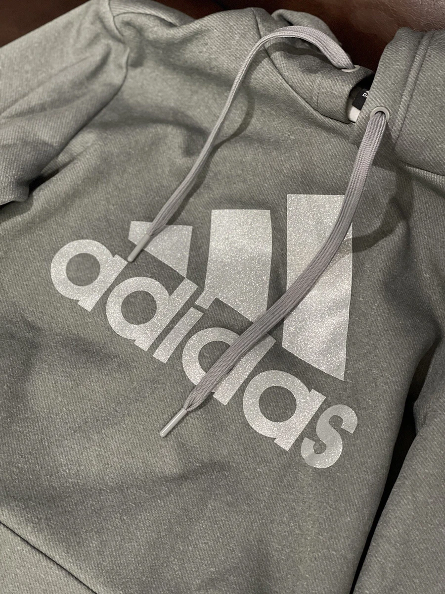 Adidas Hoodie Women s Small Gray White Sparkle Logo Juniors eBay