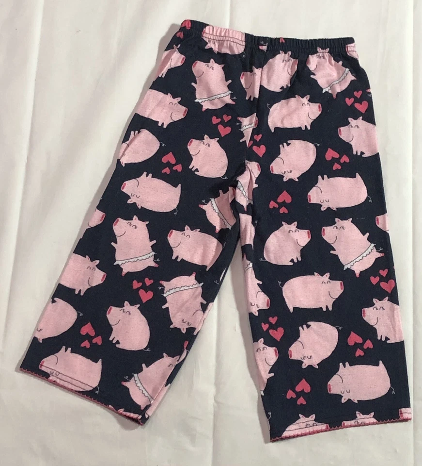 Девочек средний флис пижамы брюки свободного по всему печати свинья гостиной синий розовый - Изображение 2 из 4