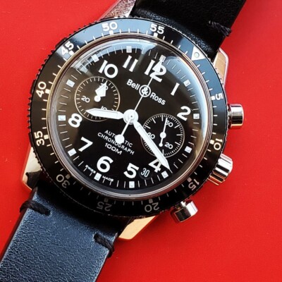 RARE MEN BELL & ROSS AUTOMATIC CHRONOGRAPH DATE REF 520 S 41 MM