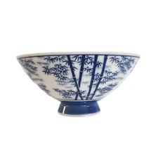 Toyo Vtg Japan Rice Bowl Porcelain Blue White Pottery Bamboo 4 5/8" Replacement