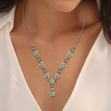 Ethiopian Fire Opal Necklace 925 Sterling Silver Peridot Gemstone Floral Jewelry