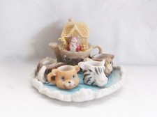 Miniature Noah's Ark Tea Set 4 Cups,Tea Pot  Serving Tray. Z6