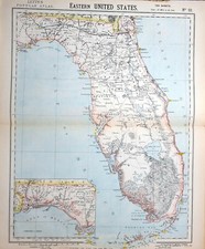 1882 LETTS MAP EASTERN UNITED STATES FLORIDA KEYS WAKULLA MADISON TAYLOR
